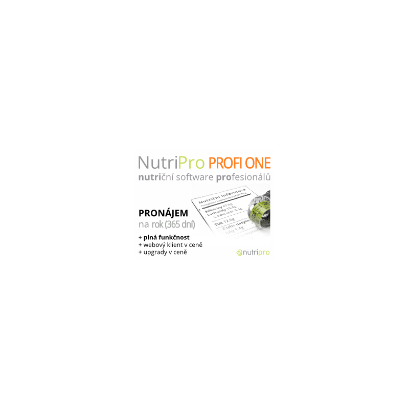 NutriPro PROFI ONE roční pronájem aplikace