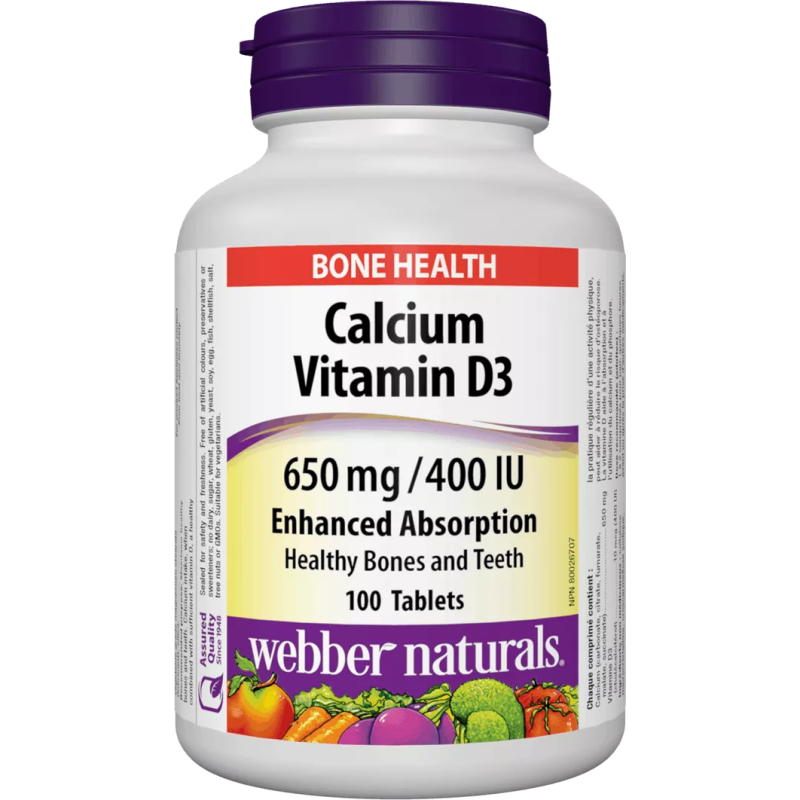Webber Naturals Calcium + vit. D3 650mg/ 400IU FORTE 280tbl