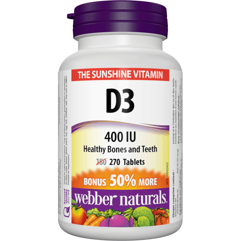 Webber Naturals Vitamín D3 400IU 180tbl