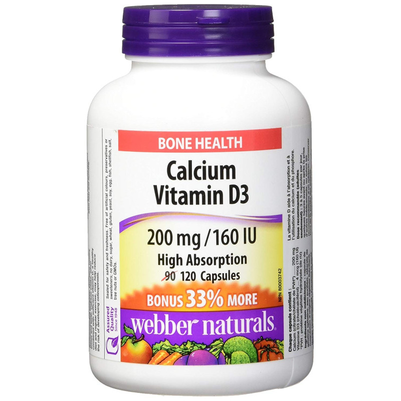 Webber Naturals Calcium + vitamín D 120tbl